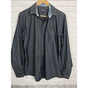 Van Heusen Flex Slim fit blue Diamond dot button down shirt Mens medium 15–15.5